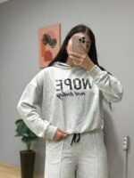 Kadın Uzun Kollu Nope Baskılı Beli Ribanalı Ikili Takım - Görsel 6