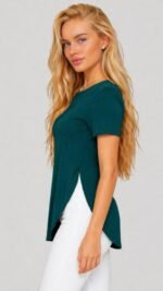 Kadın Yırtmaç Detaylı Viskon Kumaş Bluz - Görsel 3