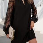 Kadın Uzun Kollu Damla Detaylı Sandy Mini Elbise