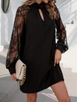 Kadın Uzun Kollu Damla Detaylı Sandy Mini Elbise