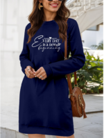 Kadın Uzun Kollu Bisiklet Yaka Kısa Viskon Iki Iplik Elbise - Görsel 3