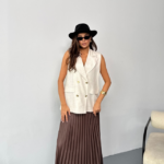 GOLD DÜĞMELİ KETEN YELEK - Ham