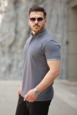 Erkek Düğmeli Yaka Waffle Kumaş Kısa Kollu Tişört - Görsel 2