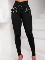 Kadın Yüksek Bel önden çapraz Kuş Göz Detaylı Dalgıç Tayt