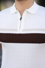 Erkek Örgü Desenli Renkli Kısa Kollu Triko Tişört - Görsel 3