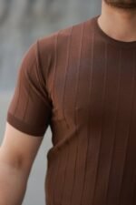 Erkek Kısa Kollu Bisiklet Yaka çizgili Triko Tişört - Görsel 3