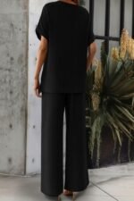 Kadın Kısa Kollu Yakası Açık Aerobin Bluz Ve Pantolon Ikili Takım - Görsel 4