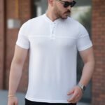 Erkek Hakim Yakalı Kısa Kollu Pamuklu T-shirt