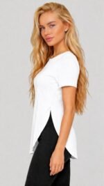 Kadın Yırtmaç Detaylı Viskon Kumaş Bluz - Görsel 3