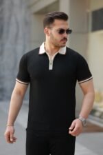 Erkek Renkli Yaka Kısa Kollu Tişört