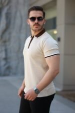 Erkek Renkli Yaka Kısa Kollu Tişört - Görsel 2