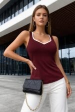 Kadın Askılı Kalp V Yakalı Dalgıç Bluz - Görsel 4