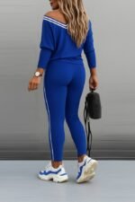 Kadın Uzun Kollu Tek Omuzu Açık Detaylı Viskon Iki Iplik Bluz Ve Pantolon Ikili Takım - Görsel 2