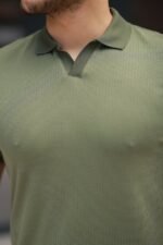 Erkek Yakalı Waffle Dokulu Kısa Kollu Tişört - Görsel 3