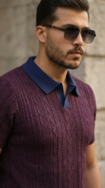 Erkek Desenli Kısa Kollu Triko Tişört - %100 Pamuk Akrilik - Görsel 5