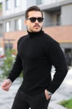 Erkek Boğazlı Örme Kazak - Görsel 2