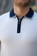 Erkek Renkli Yaka Kısa Kollu Tişört - Görsel 3