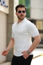 Erkek Fermuarlı Yakalı Kısa Kollu Tshirt - Görsel 2