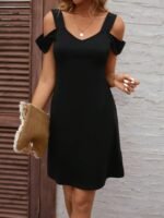 Kadın Askılı Soğuk Omuz Detaylı Modal Elbise - Görsel 6