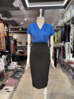 Kadın Kısa Kollu Kruvaze Yaka Krep Elbise (Kemersiz) - Görsel 5