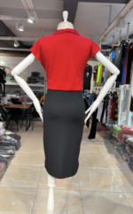 Kadın Kısa Kollu Kruvaze Yaka Krep Elbise (Kemersiz) - Görsel 6