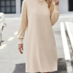 Kadın Uzun Kollu Balıkçı Yaka Kısa şardonlu Dalgıç Elbise