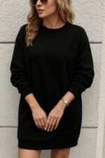 Kadın Uzun Kollu Bisiklet Yaka Iki Iplik Elbise - Görsel 2