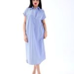 7450 ELBİSE-MAVİ BEYAZ ÇİZGİLİ