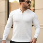 Erkek Pirinç Desenli Uzun Kollu Yakalı Triko