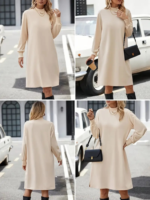 Kadın Uzun Kollu Balıkçı Yaka Kısa şardonlu Dalgıç Elbise - Görsel 6