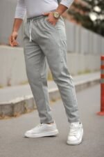 Erkek Beli Bağcıklı çizgili Pantolon - Görsel 2