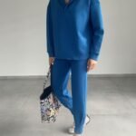 Kadın Uzun Kol V Yaka Kapüşon Detay Sweat Ve Yüksel Bel Eşofman Ikili Takım