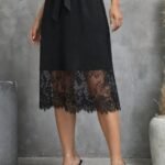 Kadın Askılı V Yakalı Dantelli Midi Viskon Elbise