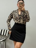 Kadın Uzun Kollu Kruvaze Yakalı üst Dalgıç Alt Ithal Krep Mini Elbise - Görsel 4