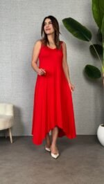 Kadın Omuz Askılı Toka Detay Maxi Boy Elbise - Görsel 3