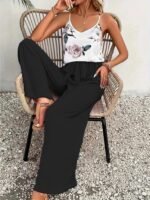 Kadın Ip Askılı V Yakalı Süprem Bluz Ve Aerobin Pantolon Ikili Takım - Görsel 2