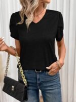 Kadın Kısa Kollu V Yakalı Viskon Bluz - Görsel 3