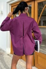 Süzine Cepli Arkası Yırtmaçlı Oversize Gömlek 3420 - Görsel 6