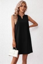 Kadın Askılı V Yakalı Mini Ithal Krep Elbise - Görsel 2