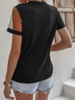 Kadın Kısa Kollu Tül Detaylı Taşlı Janjan Krep Bluz - Görsel 5