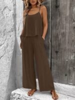 Kadın Ip Askılı Yuvarlak Yakalı Aerobin Kısa Bluz Ve Pantolon Ikili Takım - Görsel 4