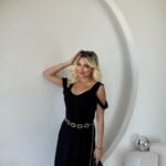 Kadın Askılı Soğuk Omuz Detaylı Modal Elbise