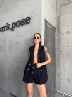 KETEN YELEK - ŞORT TAKIM - Siyah - Görsel 4