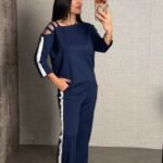 Kadın Uzun Kollu Kolu Tül Yanları şerit Detay Modal Ikili Takım