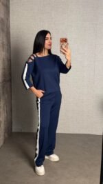 Kadın Uzun Kollu Kolu Tül Yanları şerit Detay Modal Ikili Takım