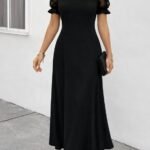 Kadın Kısa Kollu V Yakalı Uzun Janjan Elbise