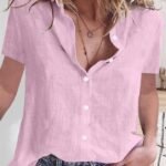 Kadın Kısa Kollu Basic Keten Gömlek