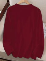 Kadın Uzun Kollu Bisiklet Yaka Kalp Desenli Viskon Bluz - Görsel 2