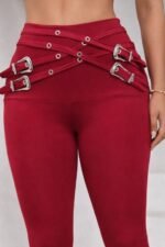 Kadın Yüksek Bel önden çapraz Kuş Göz Detaylı Dalgıç Tayt - Görsel 2