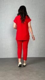 Kadın Kısa Kollu Yuvarlak Yaka Aerobin Bluz Ve Pantolon Ikili Takım - Görsel 3